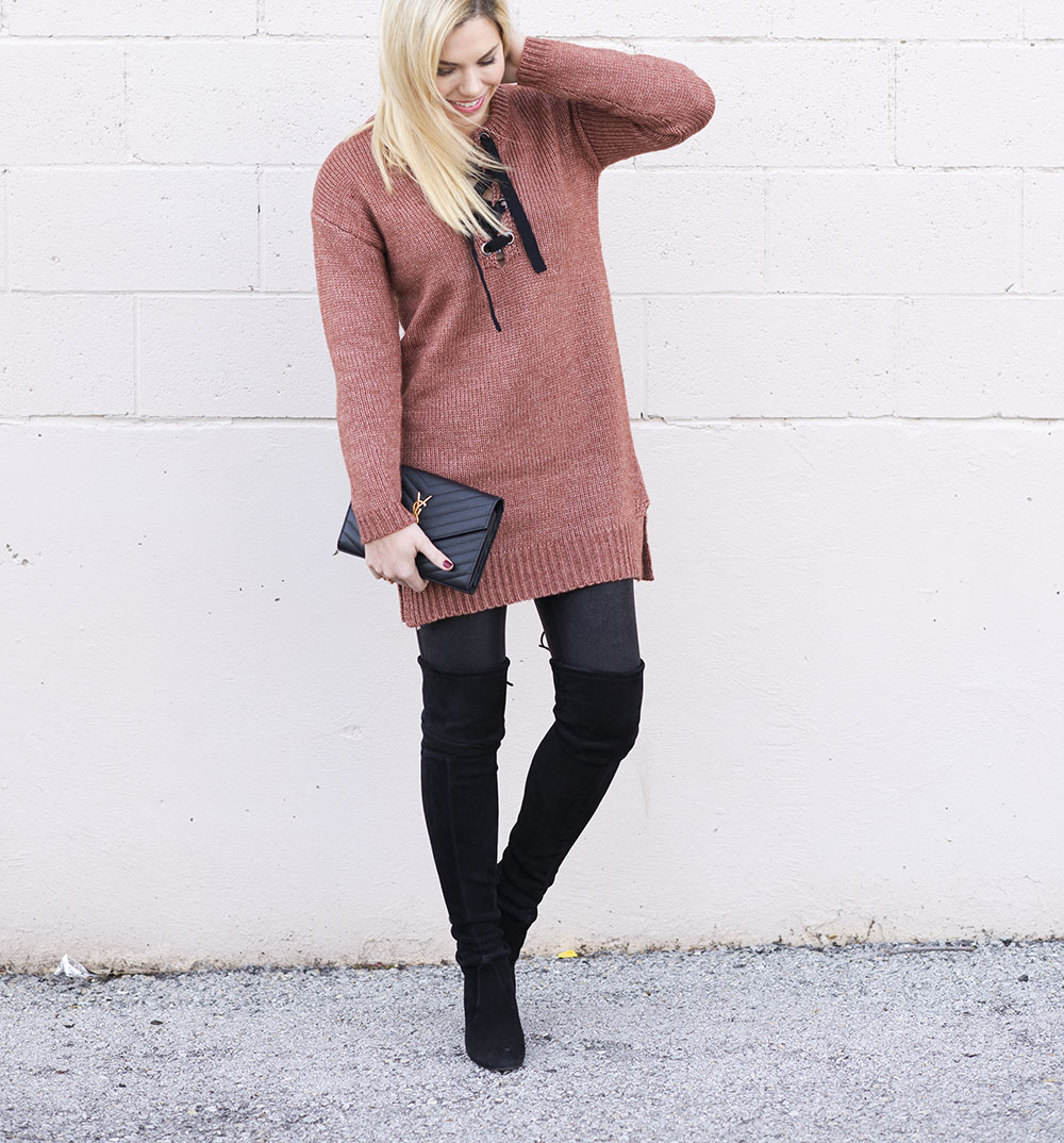 trend of the season lace up sweater dress Allyson in Wonderland