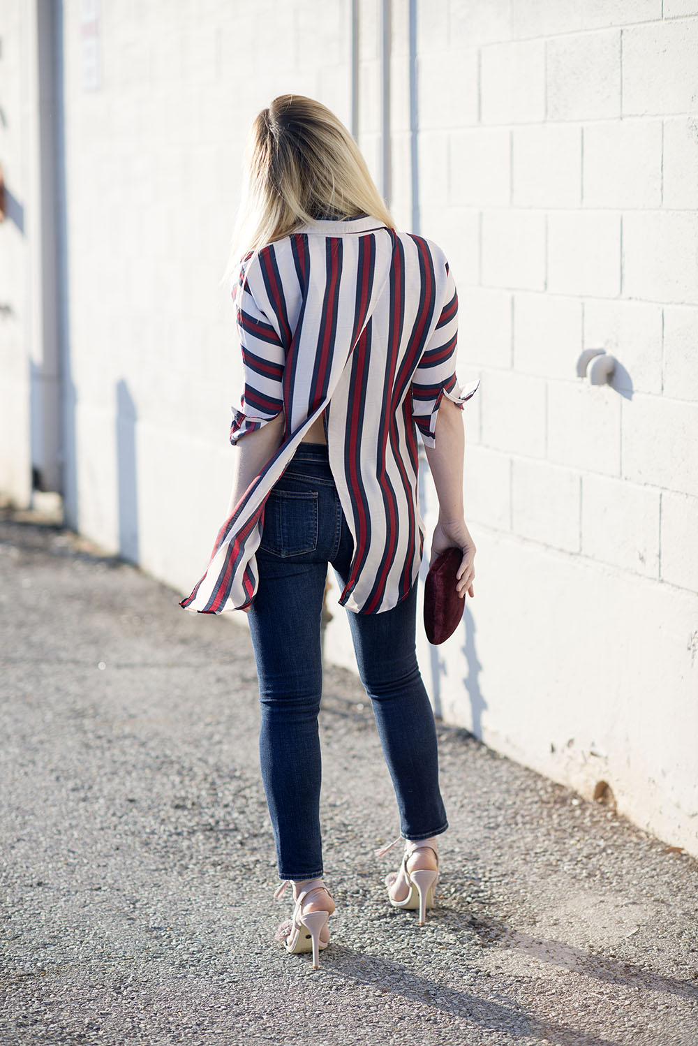 styling an open back button up shirt - Allyson in Wonderland