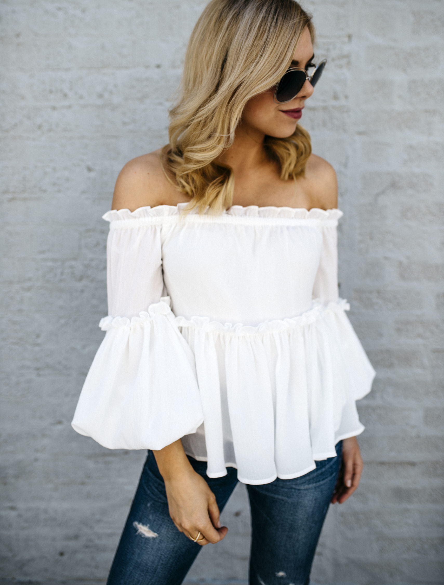 ruffled trim, peplum hem (plus my off-the-shoulder obsession continues ...